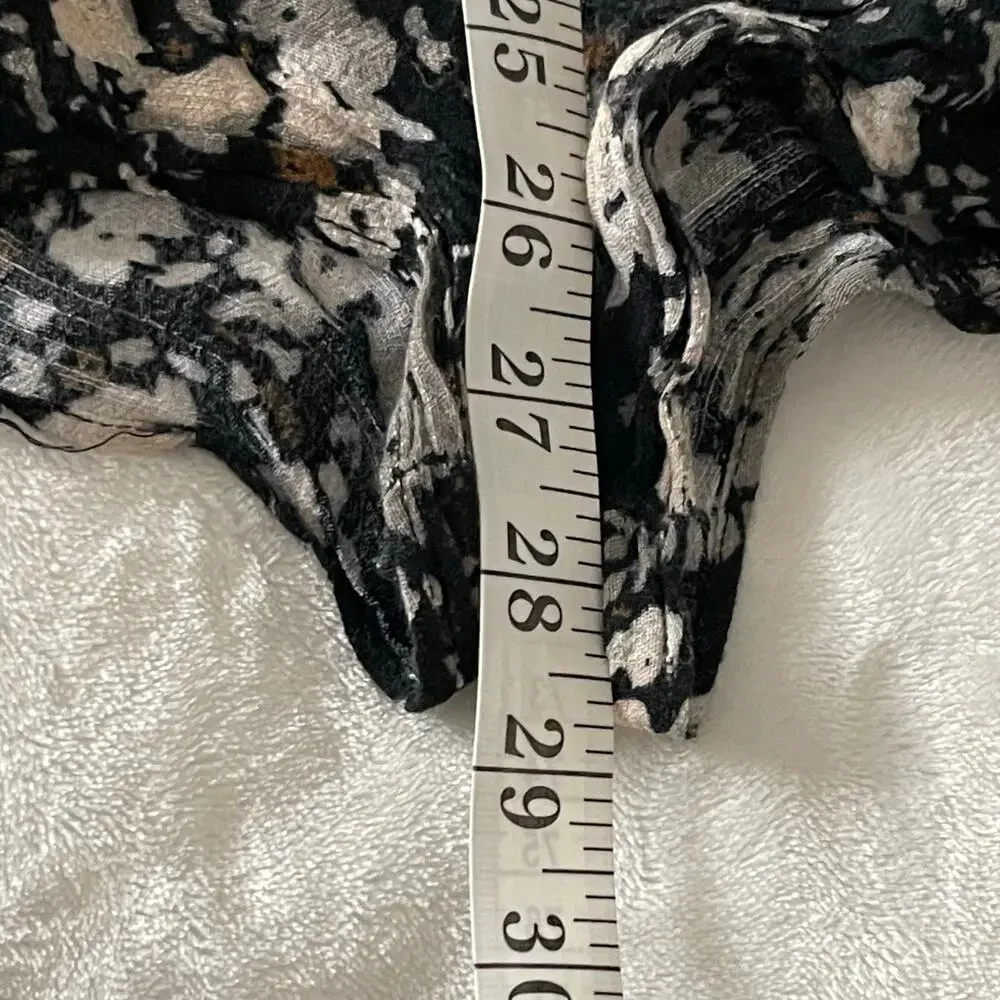 Free People Black and Cream Patterned Romper Shorts